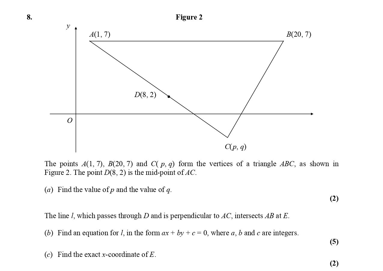 The-points-A(1,-7),-B(20,-7)-and-C(p,-q)-form-the-vertices-of-a-triangle-ABC,-as-shown-in-Figure-2-Edexcel-A-Level Maths Pure-Question 9-2005-Paper 2.png